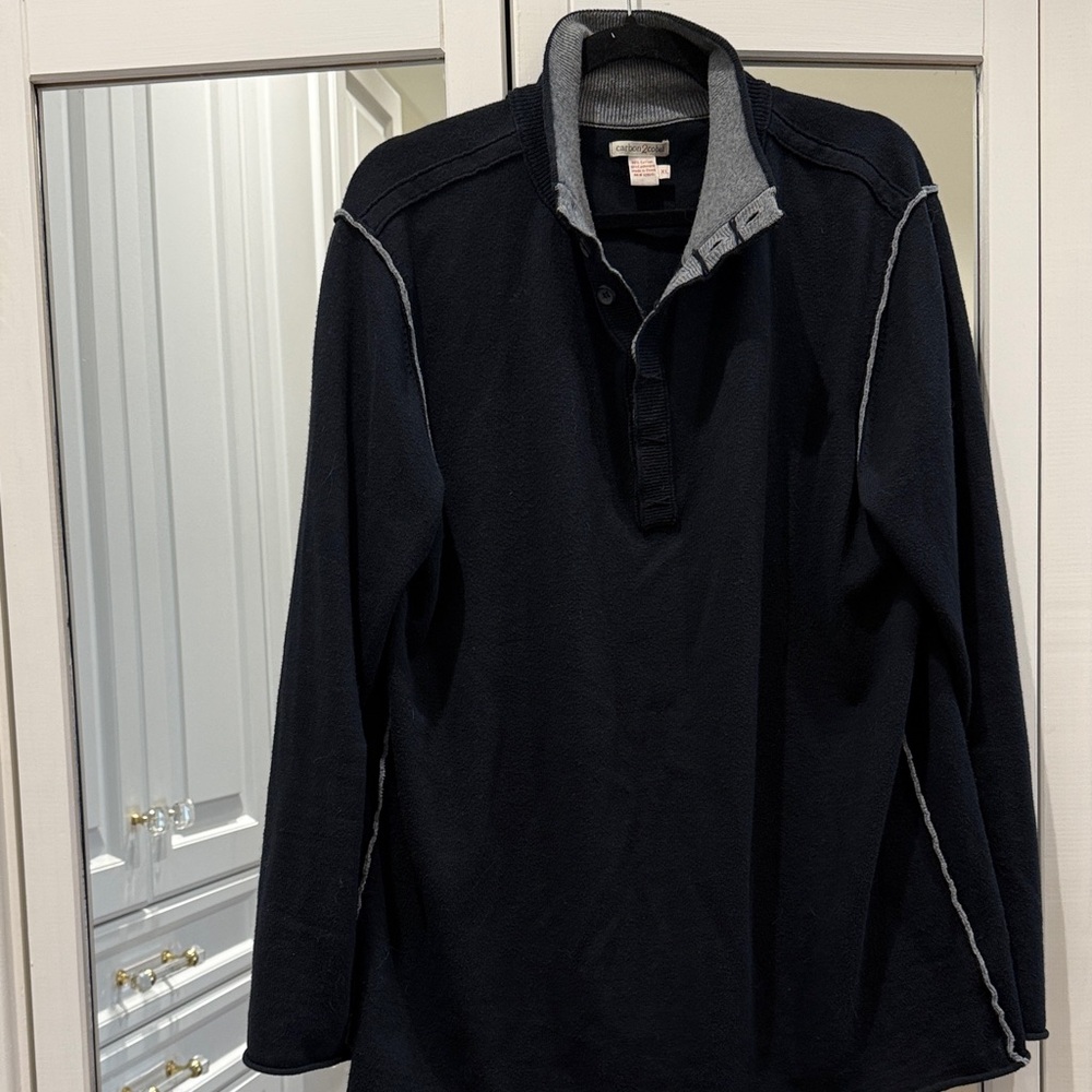 Men's Long-Sleeve Black Rugby-Style Polo Shirt